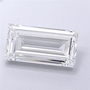 Baguette-cut diamond gemstone with long step facets and clear white tone