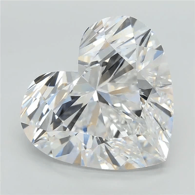 Heart cut diamond gemstone with faceted surface, clear white tone.