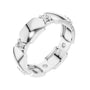 White gold modern hexagonal collet diamond band with round stones, side view