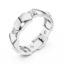 White gold modern hexagonal collet diamond band with round stones, side view