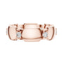 Rose gold modern hexagonal collet diamond band with round stones, front view