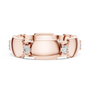 Rose gold modern hexagonal collet diamond band with round stones, front view