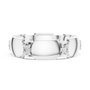 White gold modern hexagonal collet diamond band with round stones, front view