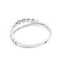 Oval halo bangle ring with pavé border and raised round centers in white metal