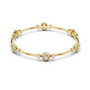 Gold bangle with round diamond floral cluster and small side stones