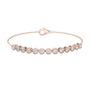 Rose gold tennis bracelet with round diamonds and heart-shaped clasp