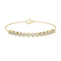 Yellow gold tennis bracelet with round diamonds and heart-shaped clasp
