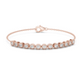 Round diamond tennis bracelet with rose gold chain and round prong-set stones