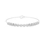 Round diamond tennis bracelet with center oval clasp and prong-set stones