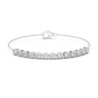 Round diamond tennis bracelet with white metal chain and round prong-set stones