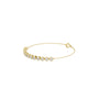 Round diamond tennis bracelet with yellow metal chain and prong-set stones