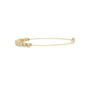 Round diamond tennis bracelet side view with yellow metal chain and prong-set stones