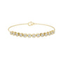 Round diamond tennis bracelet with round stones and yellow metal oval clasp
