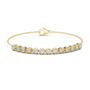 Round diamond tennis bracelet with yellow metal chain and round prong-set stones
