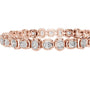 Rose gold cushion-cut diamond tennis bracelet, centered stones in a straight row setting