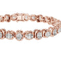 Rose gold diamond tennis bracelet with cushion-cut stones across the band, side view