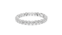 White metal cushion-cut diamond tennis bracelet with a smooth, linked band and sparkle stones