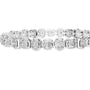 White metal cushion-cut diamond tennis bracelet with oval-cushion stones in a uniform line