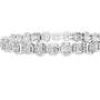 White metal cushion-cut diamond tennis bracelet with oval-cushion stones in a uniform line