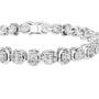 White metal diamond tennis bracelet featuring cushion-cut stones in a tightly set row