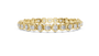 Two-tone diamond tennis bracelet look: yellow gold links with cushion-cut stones in rows