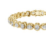 Yellow gold cushion-cut diamond tennis bracelet with repeating cushion stones