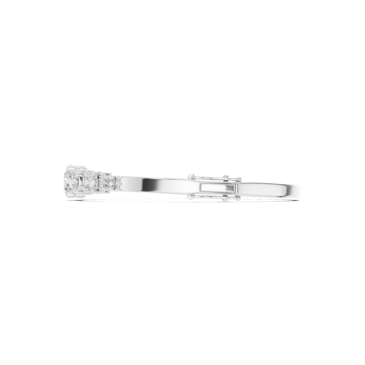 White gold diamond bangle with 7 round graduated stones.