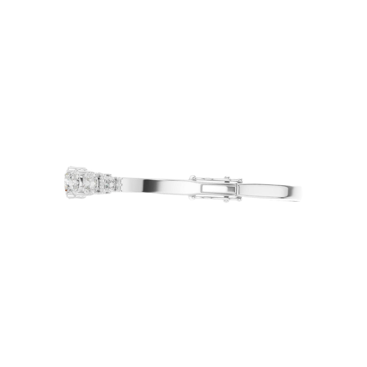 White gold diamond bangle with 7 round graduated stones.