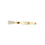 Yellow gold diamond bangle with 7 round graduated stones, hinged clasp.