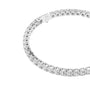 Diamond tennis bracelet with round diamonds, white metal, close side profile