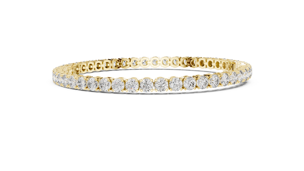 Diamond tennis bracelet with yellow gold top links and round pavé diamond row