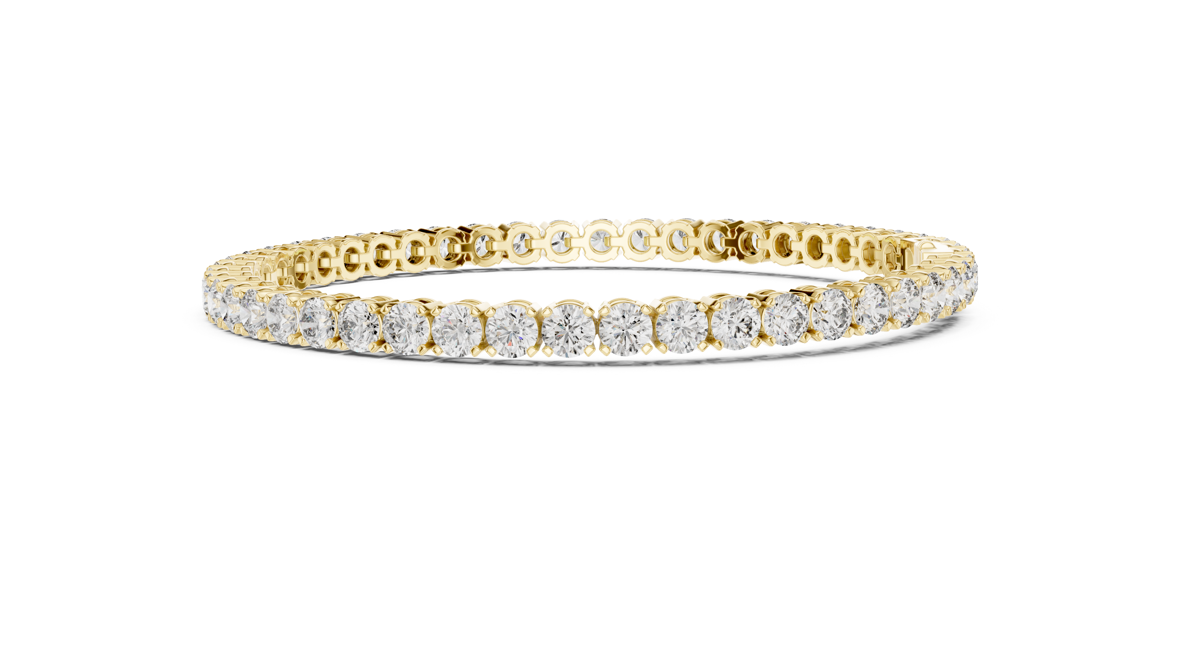Diamond tennis bracelet with yellow gold top links and round pavé diamond row