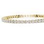 Diamond tennis bracelet with round diamonds, yellow gold metal, wide band view