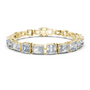 Yellow gold diamond bracelet with radiant-cut mixed-link settings
