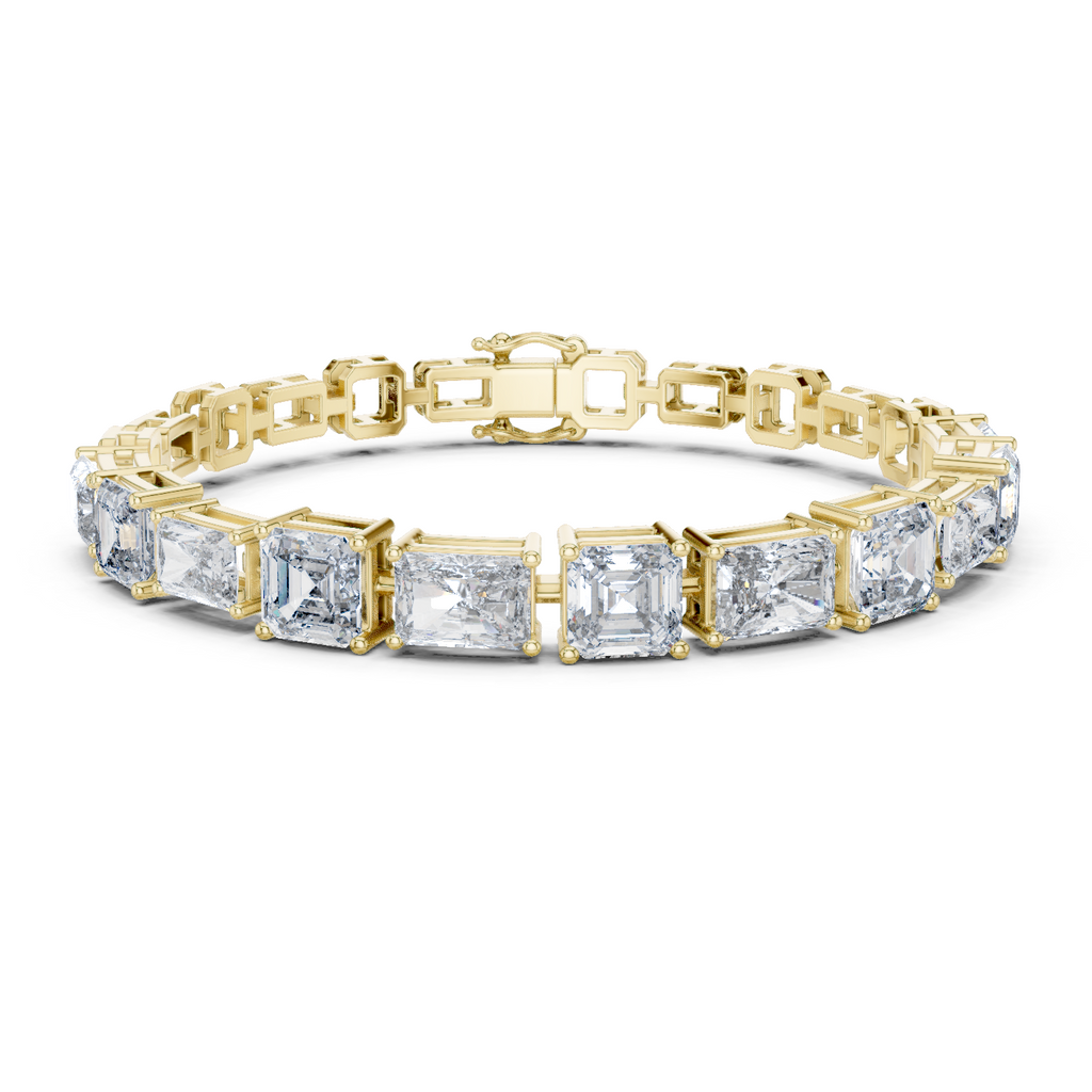 Yellow gold diamond bracelet with radiant-cut mixed-link settings