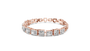 Rose gold diamond bracelet, radiant-cut stones in mixed-link bezel settings