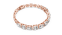 Rose gold diamond bracelet with open-circle view and radiant-cut mixed-link settings