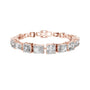 Rose gold radiant-cut diamond bracelet with mixed-link square bezel settings
