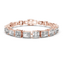 Rose-gold mixed-link diamond bracelet with radiant-cut stones in square frames