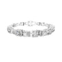 White metal mixed-link diamond bracelet with radiant-cut stones in square settings