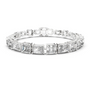 White metal mixed-link diamond bracelet with radiant-cut stones and geometric openwork