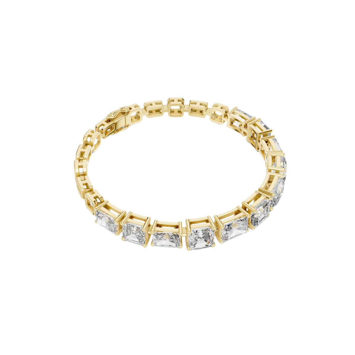 Two-tone mixed-link bracelet with radiant-cut diamonds and yellow frame links