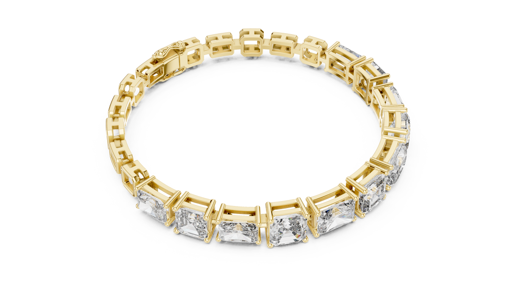 Two-tone mixed-link bracelet with radiant-cut diamonds and yellow frame links