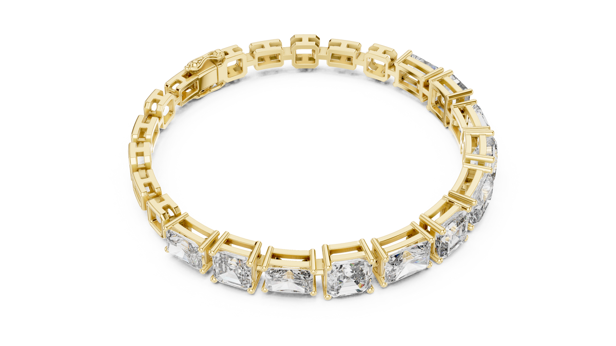 Two-tone mixed-link bracelet with radiant-cut diamonds and yellow frame links