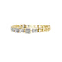 Mixed-link diamond bracelet with radiant-cut stones and gold-toned frame links