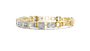Mixed-link diamond bracelet with radiant-cut stones and gold-toned frame links