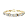 Yellow-gold and white-metal mixed-link diamond bracelet with radiant-cut stones