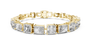 Yellow-gold and white-metal mixed-link diamond bracelet with radiant-cut stones