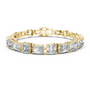 Yellow-gold mixed-link diamond bracelet with radiant-cut stones and openwork links