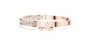 Rose gold channel-set diamond bangle with round stones, front view.